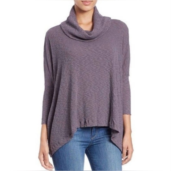 Free People | Women’s purple grey World Traveler cowl neck split back top size S - Picture 2 of 14